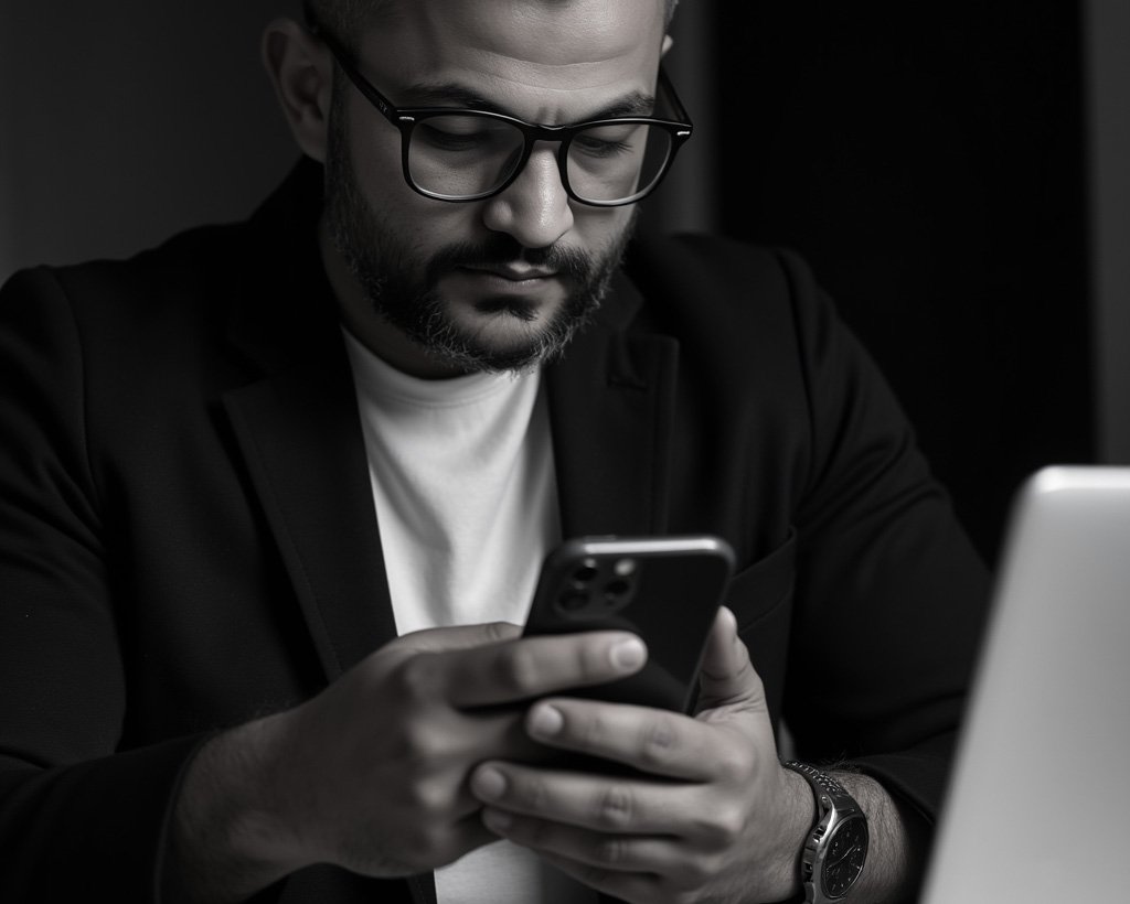 The image features a man with dark hair and a b..